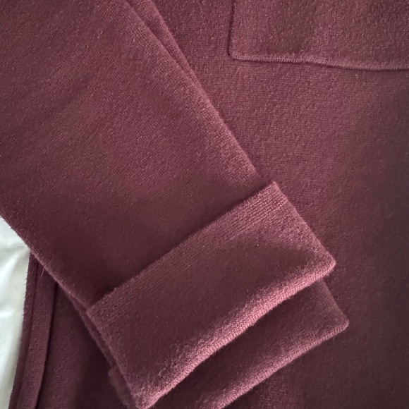 LOFT Deep Burgundy Button-up Cropped Cardigan Sweater Jacket Size Medium - Picture 4 of 7